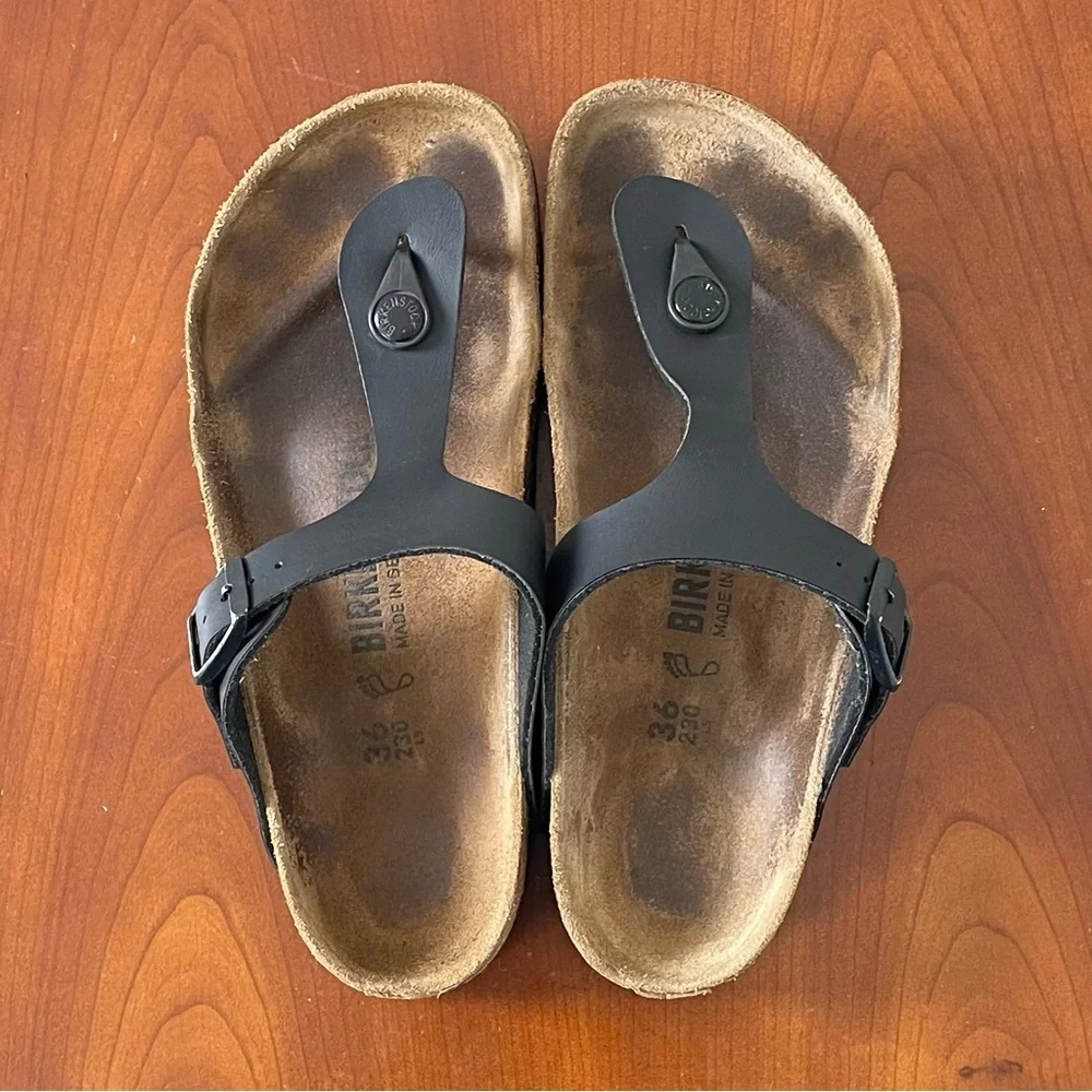 Birkenstock Gizeh Birko Flor Black Thong Sandals | EU 36 - Picture 5 of 6
